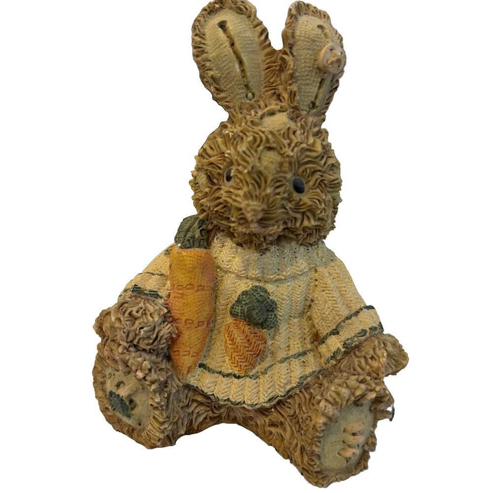Bunny Poly-Resin Figure 3.5” Tall Patchwork Look